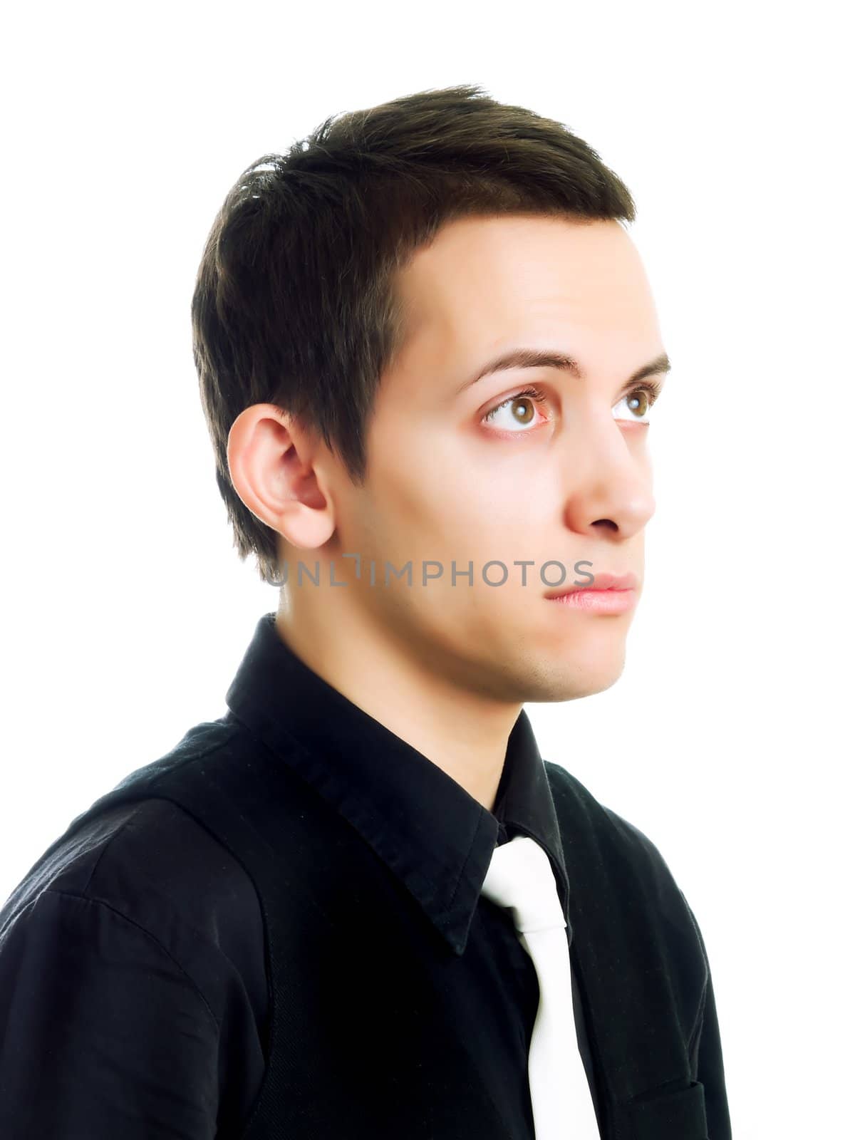 Young businessman on a white background