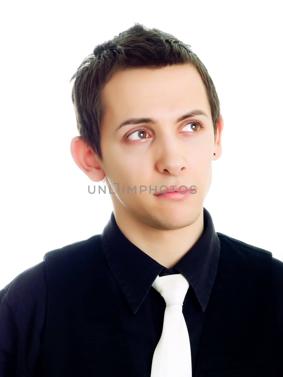 Young businessman  on a white background