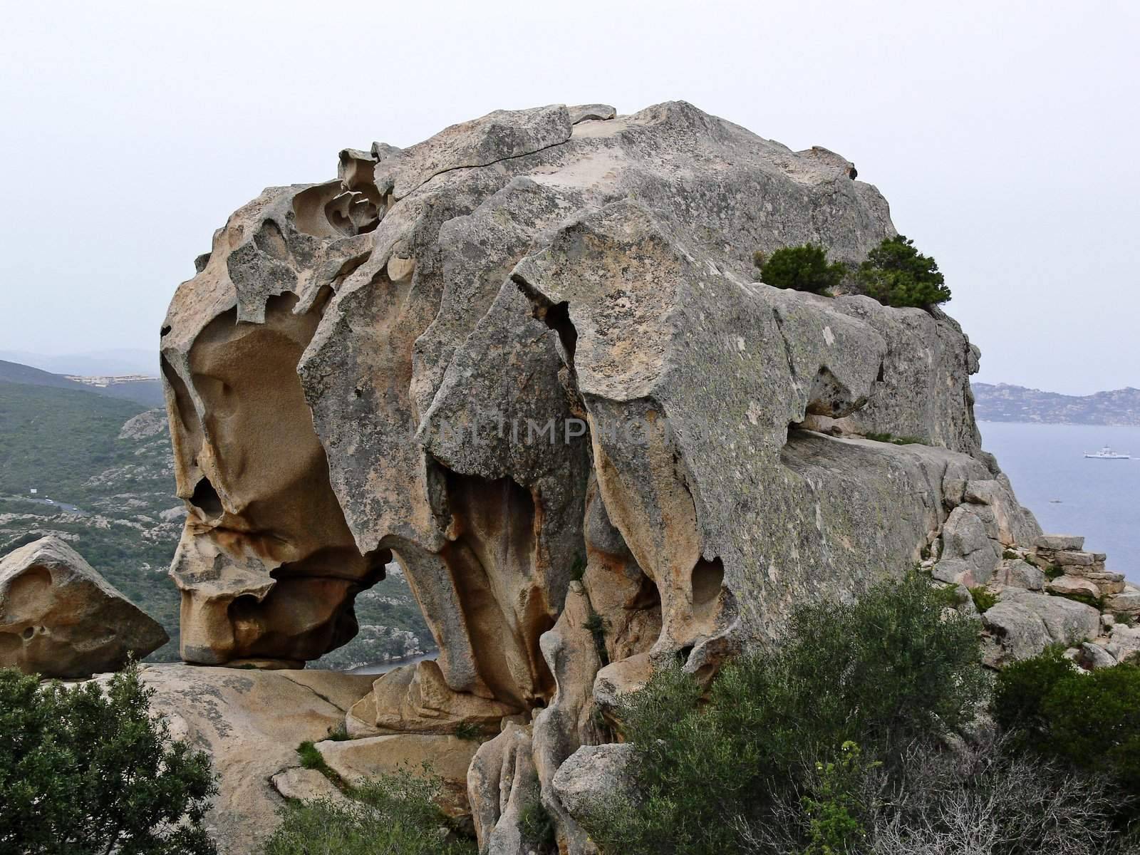 The Bear, Capo d'Orso, Tafoni-Rock, Symbol of Sardinia. Capo d'Orso, Tafoni-Felsen, Bär, Gesteinsformen