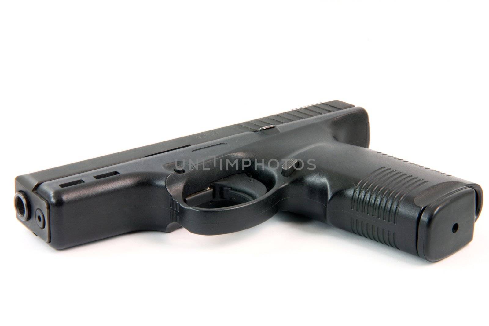 ammunition and automatic handgun isolated on white background weapons arms