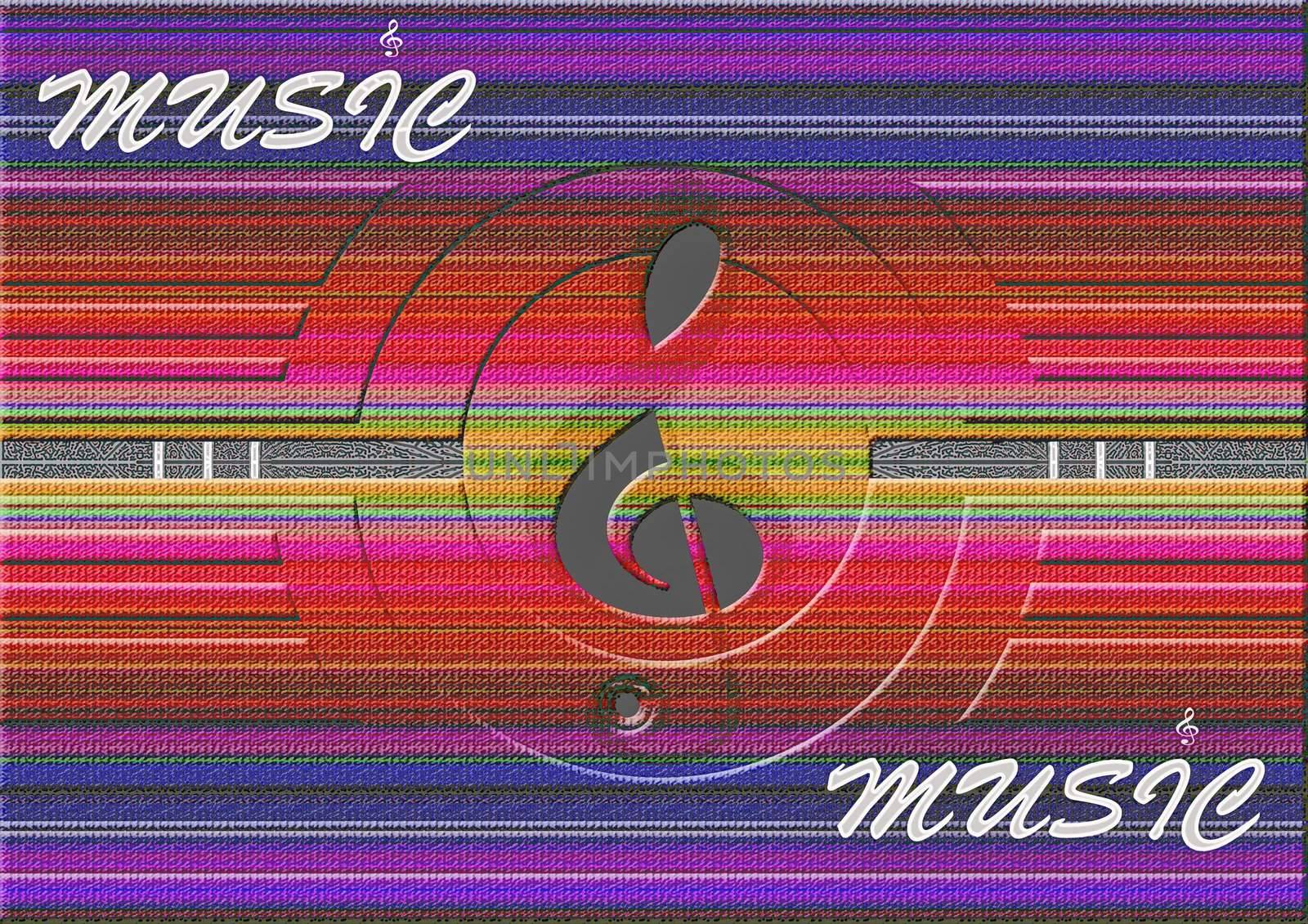 great creative abstract color rich textured image violin key and graffiti music.