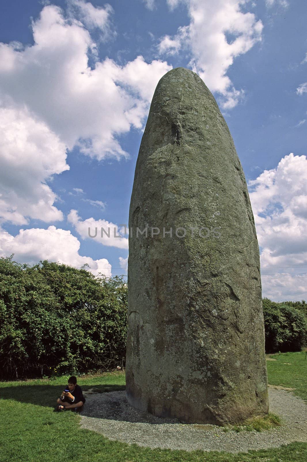 Menhir du Champ Dolent near Dol-de-Bretagne, Brittany, North France. Grave stone.