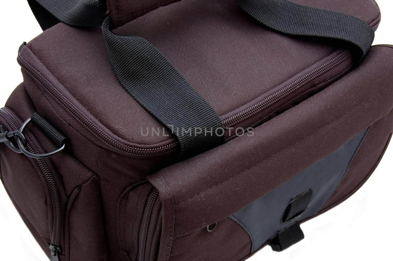 black photo bag isolated on white