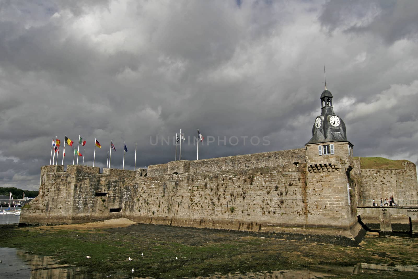 Concarneau, with old building Ville Close, Brittany, North France.