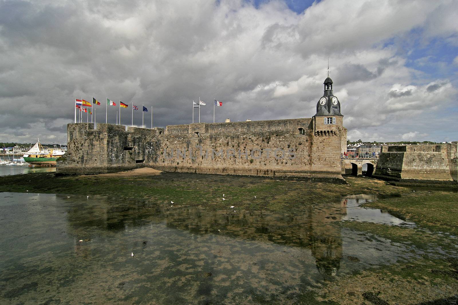 Concarneau, with old building Ville Close, Brittany, North France.