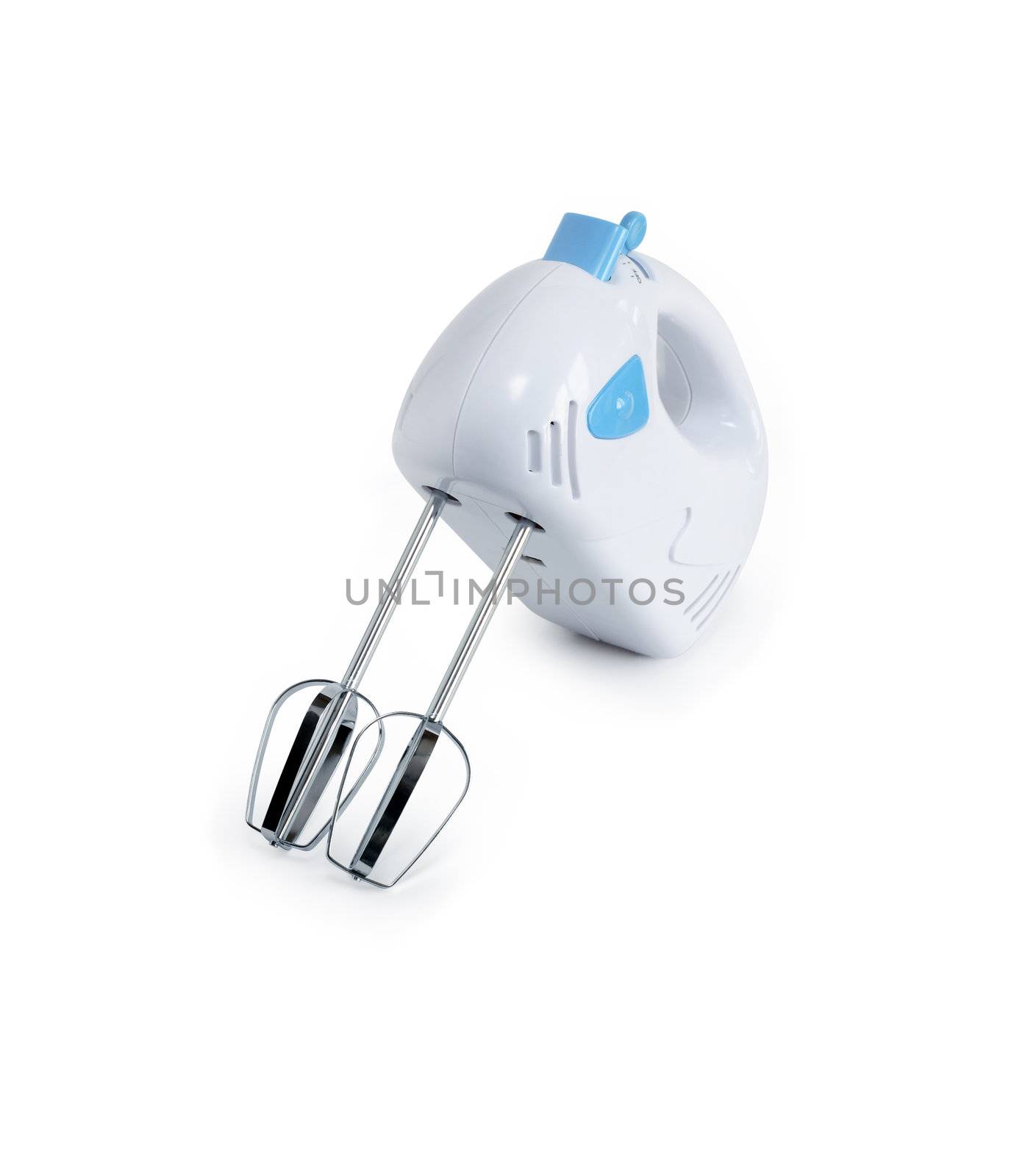 New modern electric mixer on white background