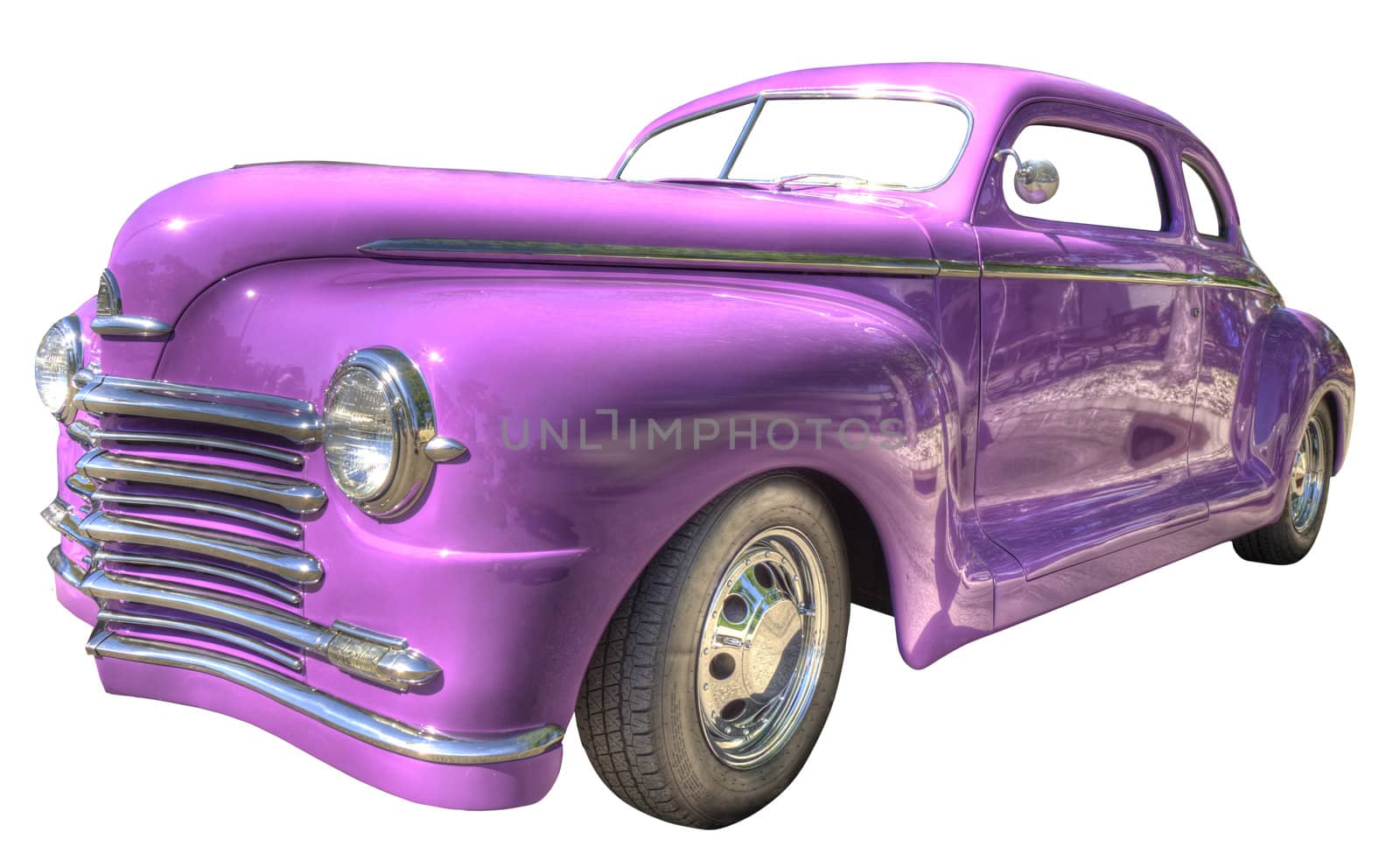 An old purple car from the 50's