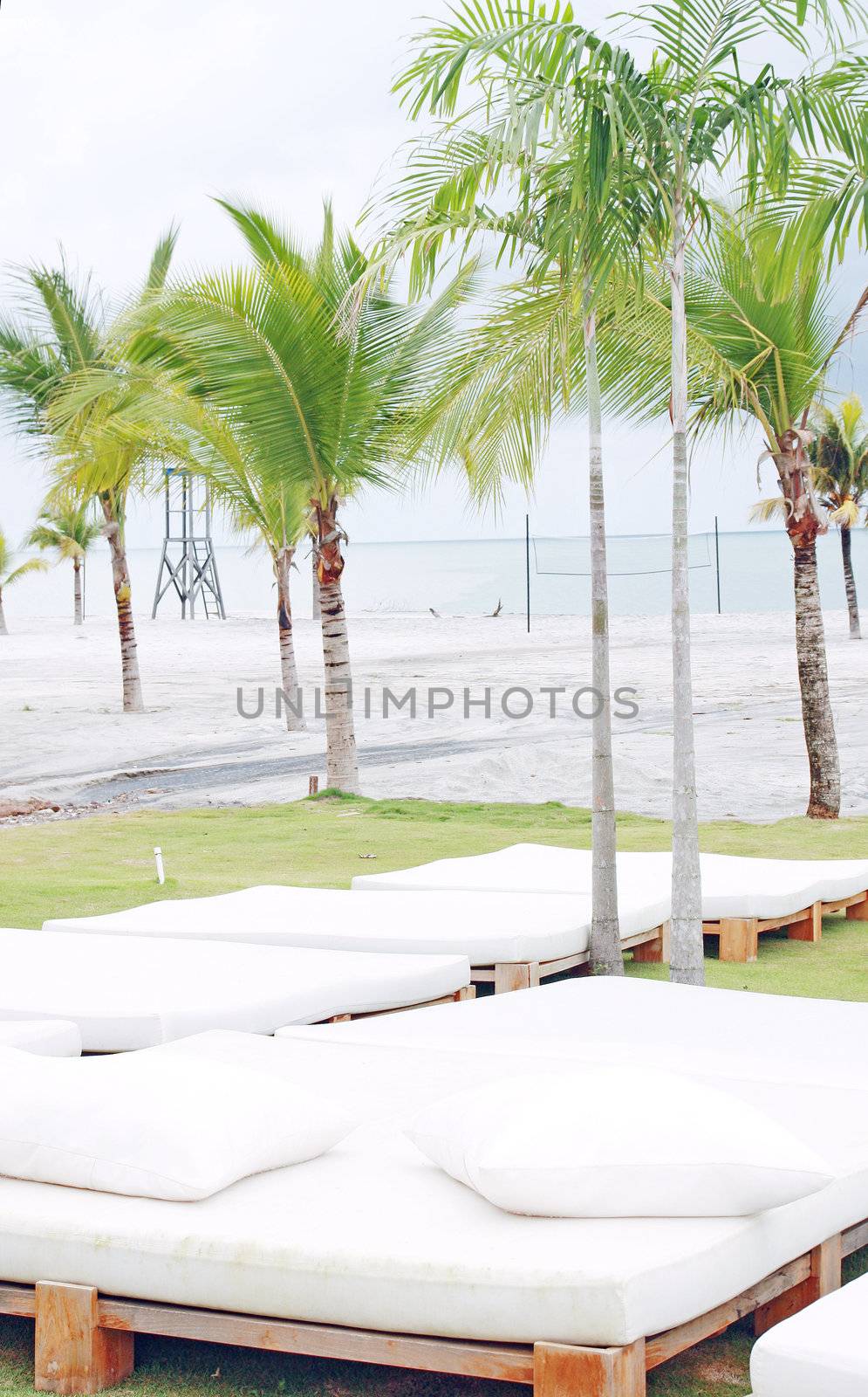 Image of modern outdoor furniture close to the beach