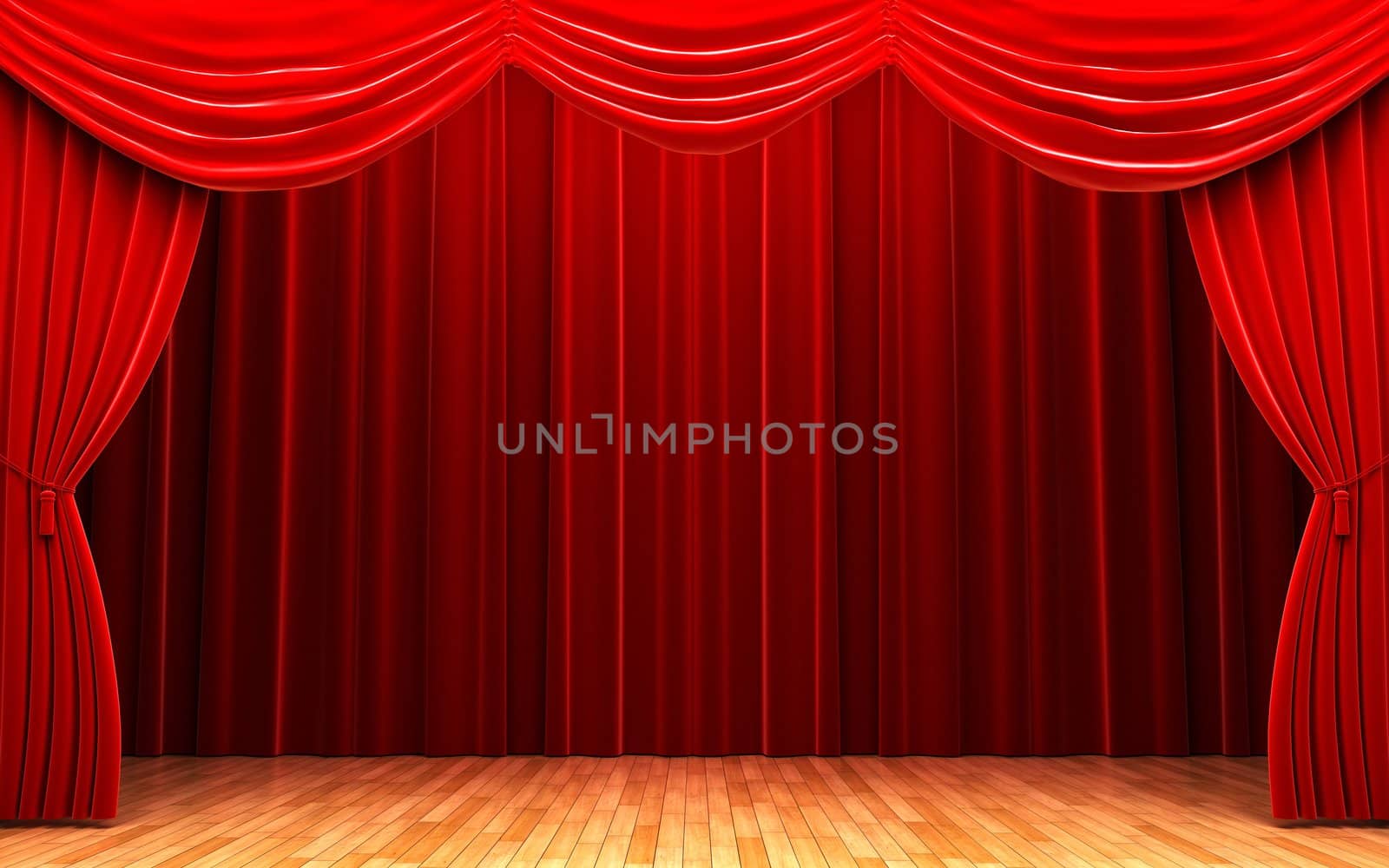 Red velvet curtain opening scene