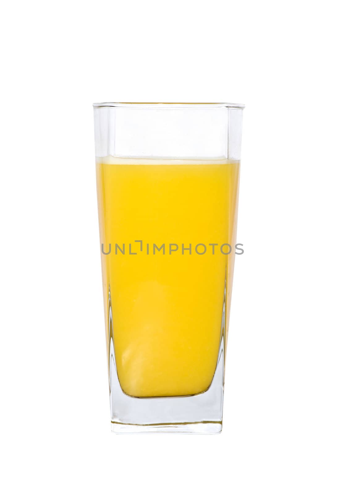 A large glass of orange juice isolated on white