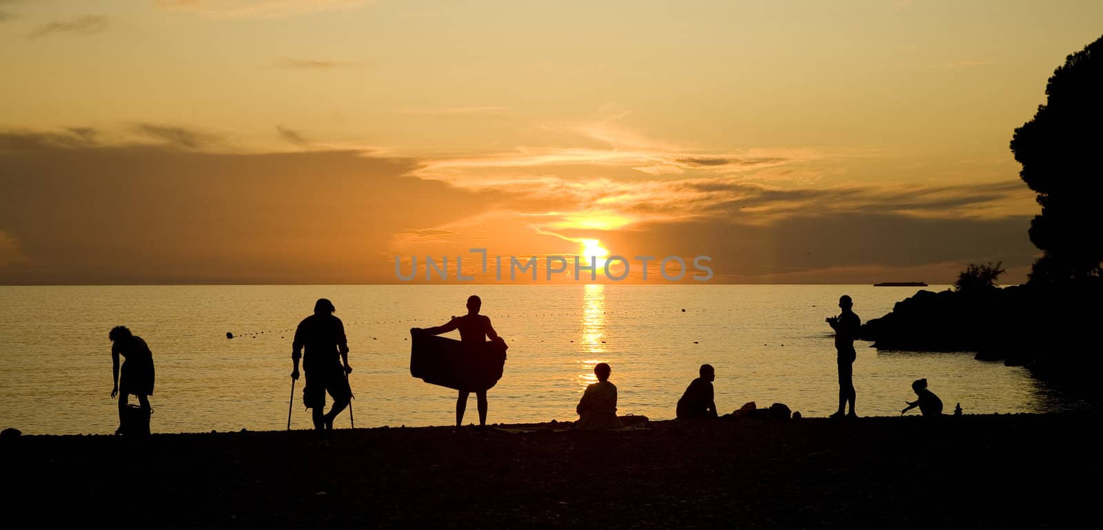 Beach at sunset - Croatia.