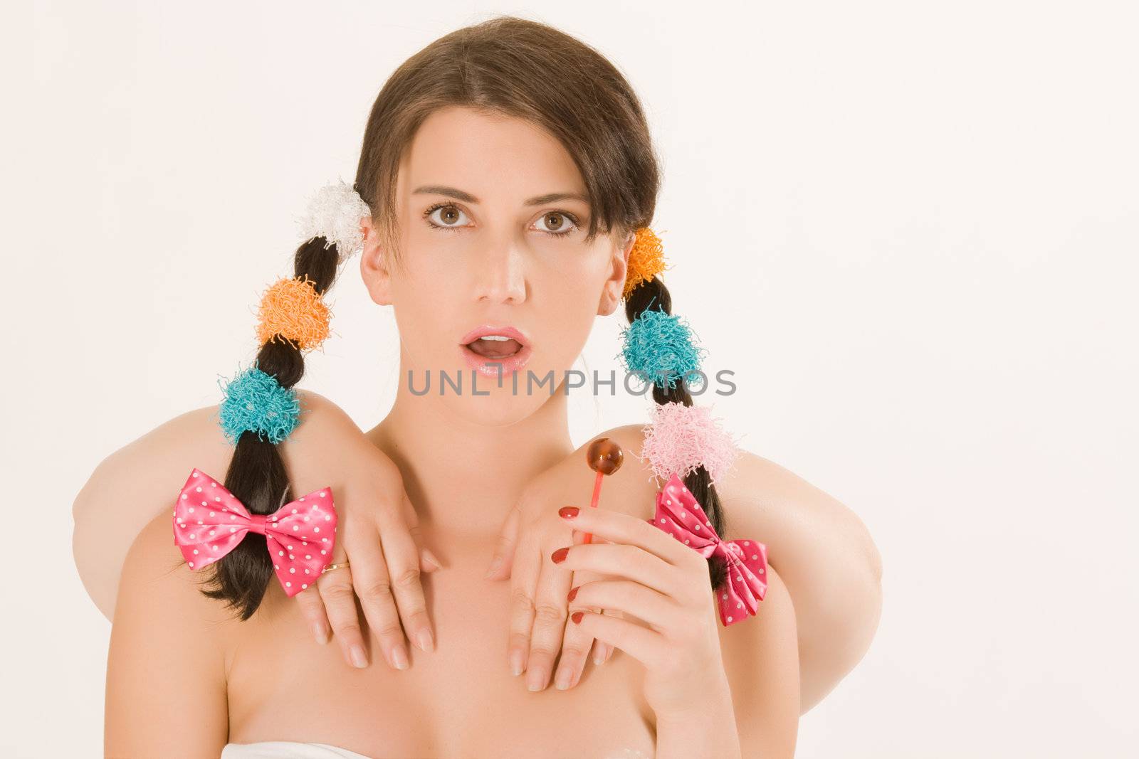 Girl with braids and colorful four hands by STphotography