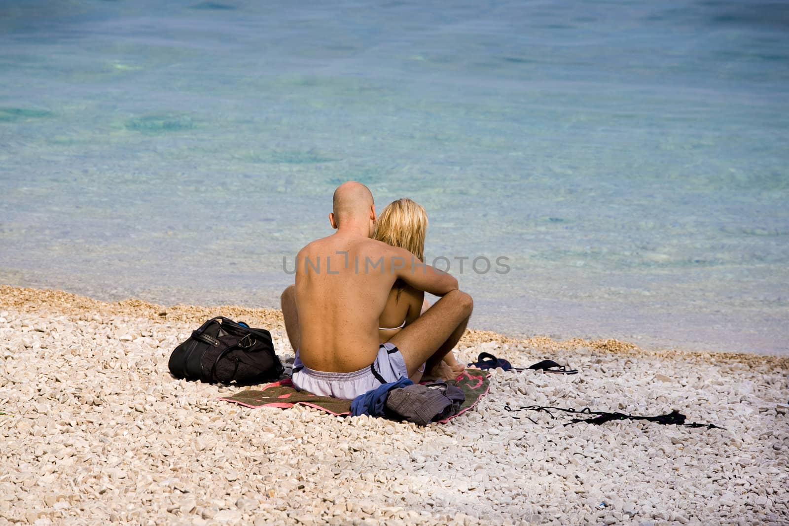 Vacancy by the sea. Young couple enjoying themselves - Croatia.