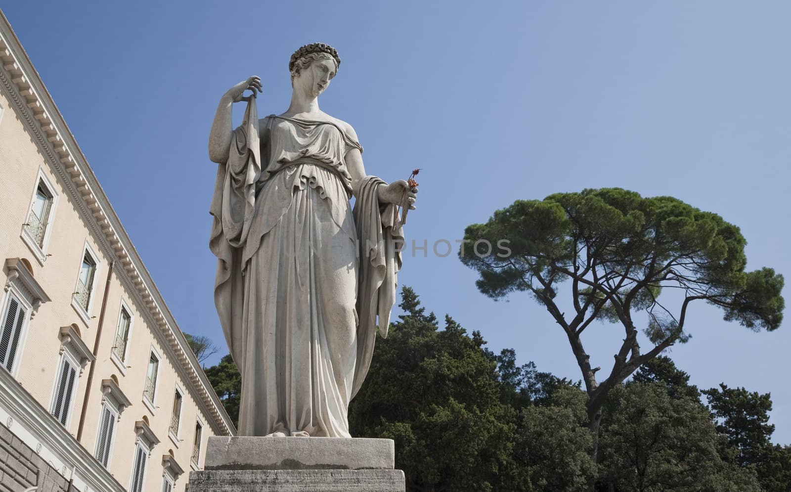 One of the four allegorical sculptures in Piazza del Popolo, Rome Italy - La Primavera - Spring - by Filippo Gnaccarini.
