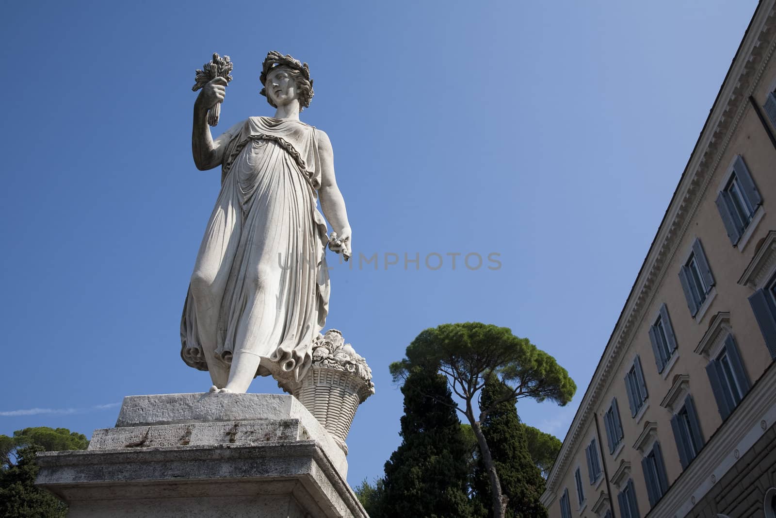 One of the four allegorical sculptures in Piazza del Popolo, Rome Italy - Summer - by Filippo Gnaccarini.