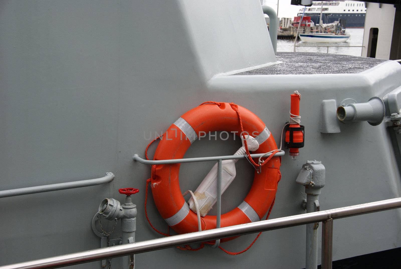 The lifebuoy ring on a vessel is in available seat