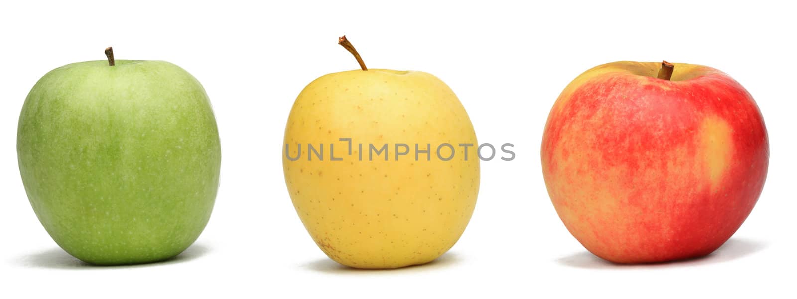 Image of three apples against a white background.