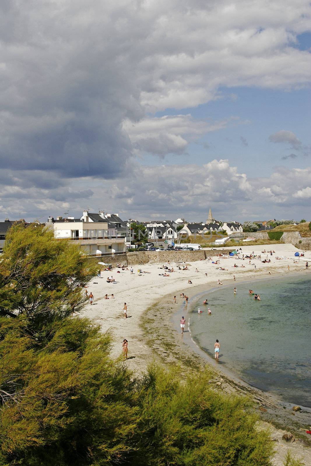 On the sand beach near Larmor-Plage, Morbihan, Brittany, North France.