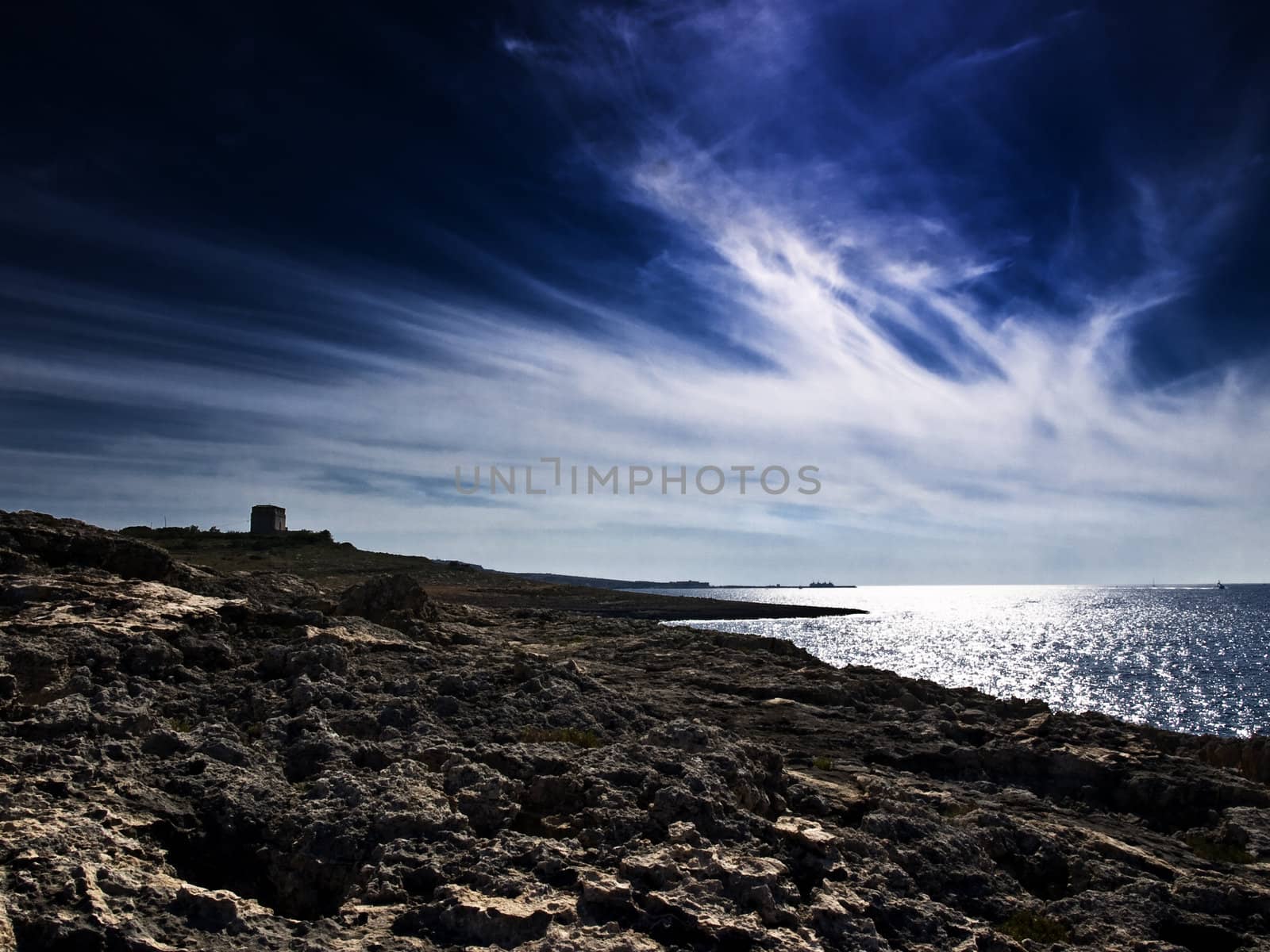 Typical summer landscape and scenery from the coast in Malta.