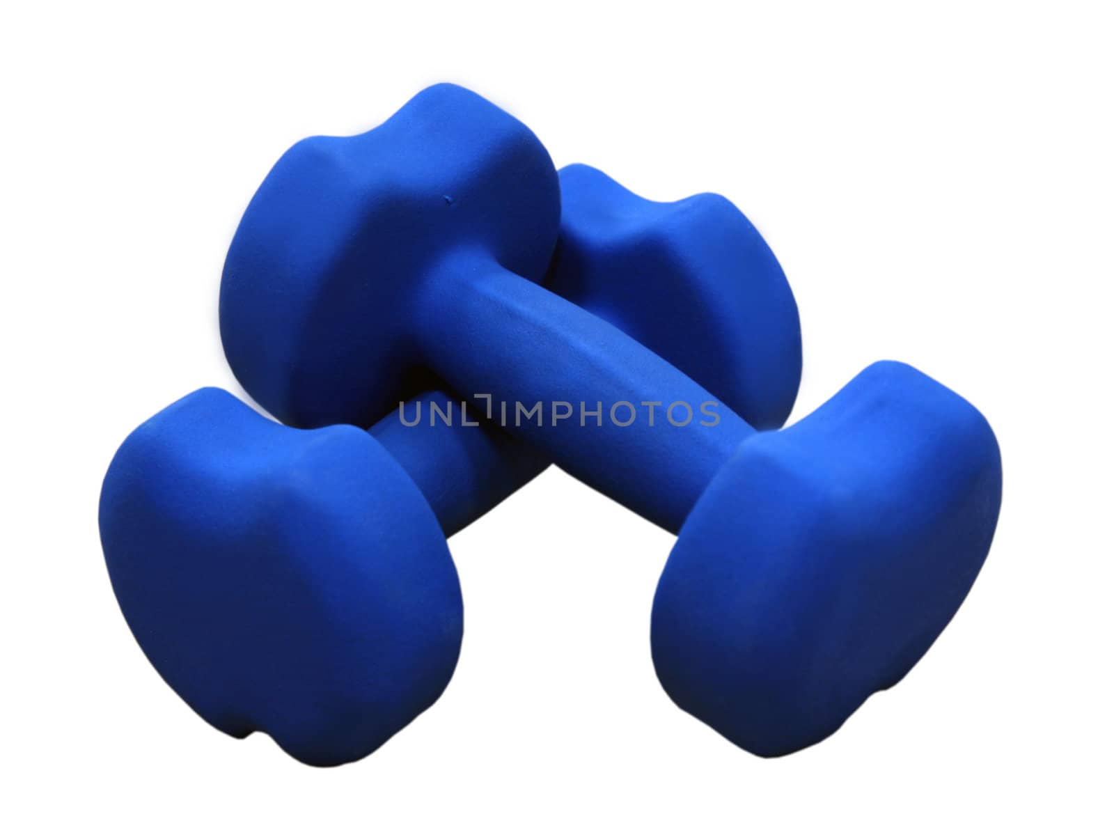 Dark blue dumbbells for employment by fitness