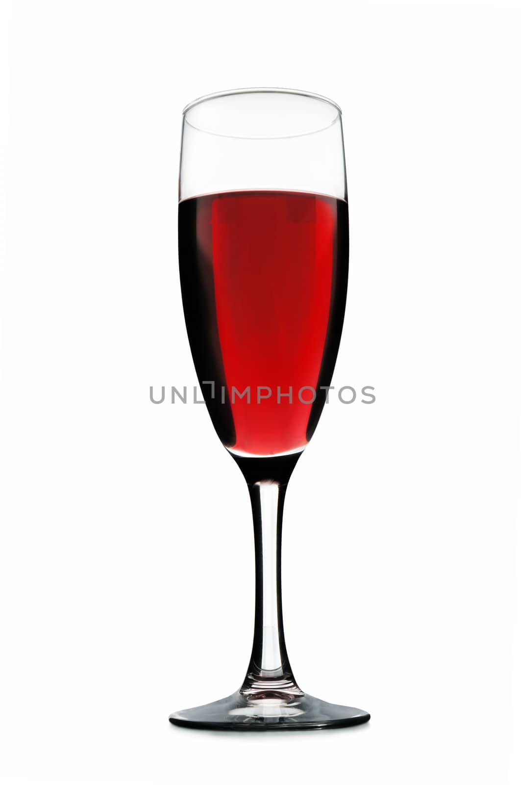 glass with red vine isolated on a white background                                  