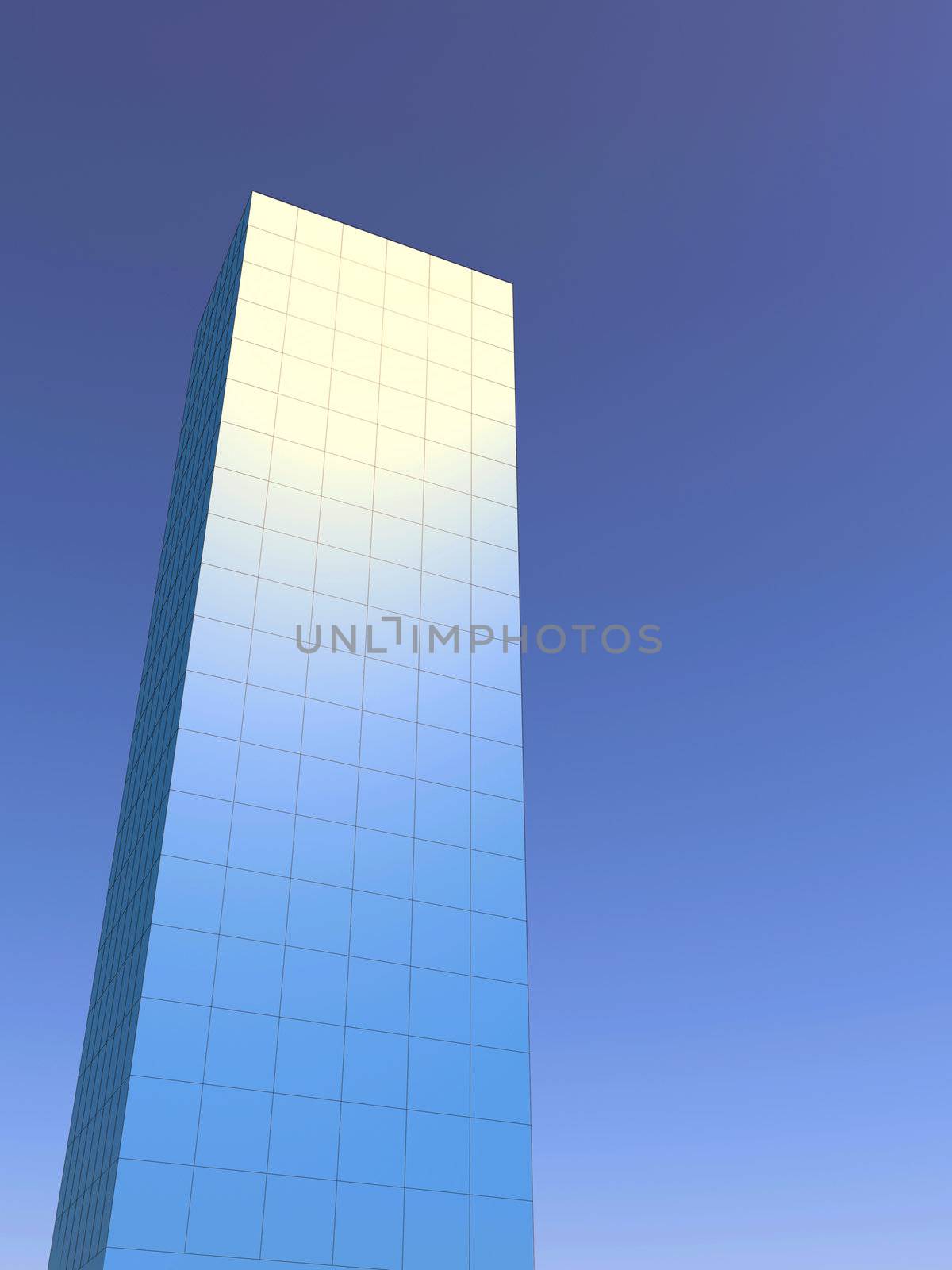 corporate building made in 3d over a sky background