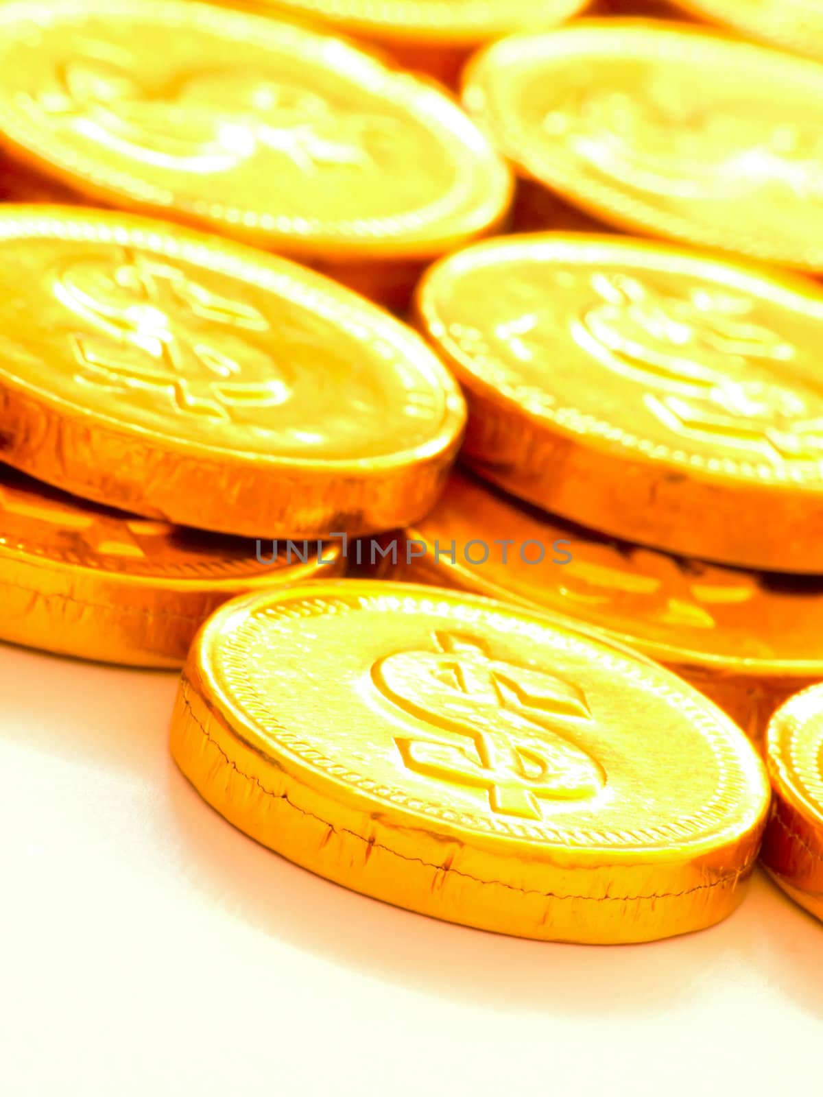 close up of a heap of gold coins
