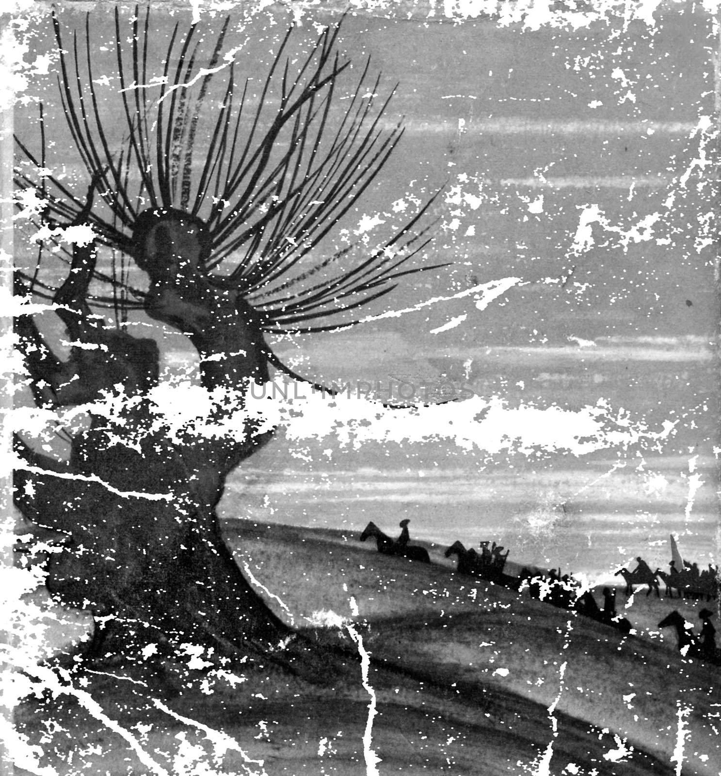 drawing on old spoiled paper