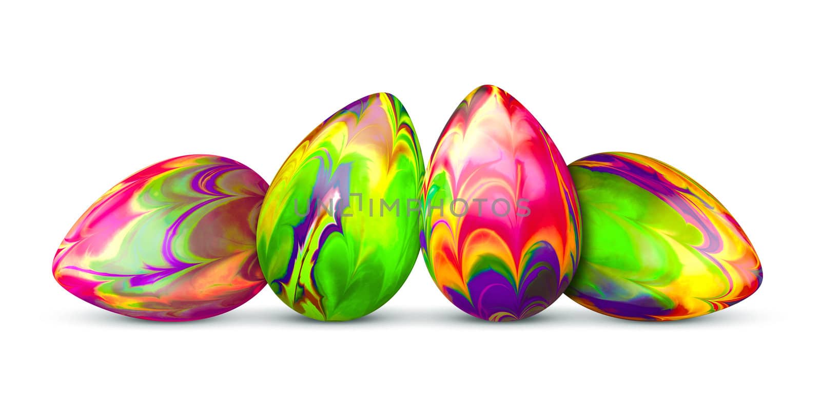 An image of four colorful easter eggs