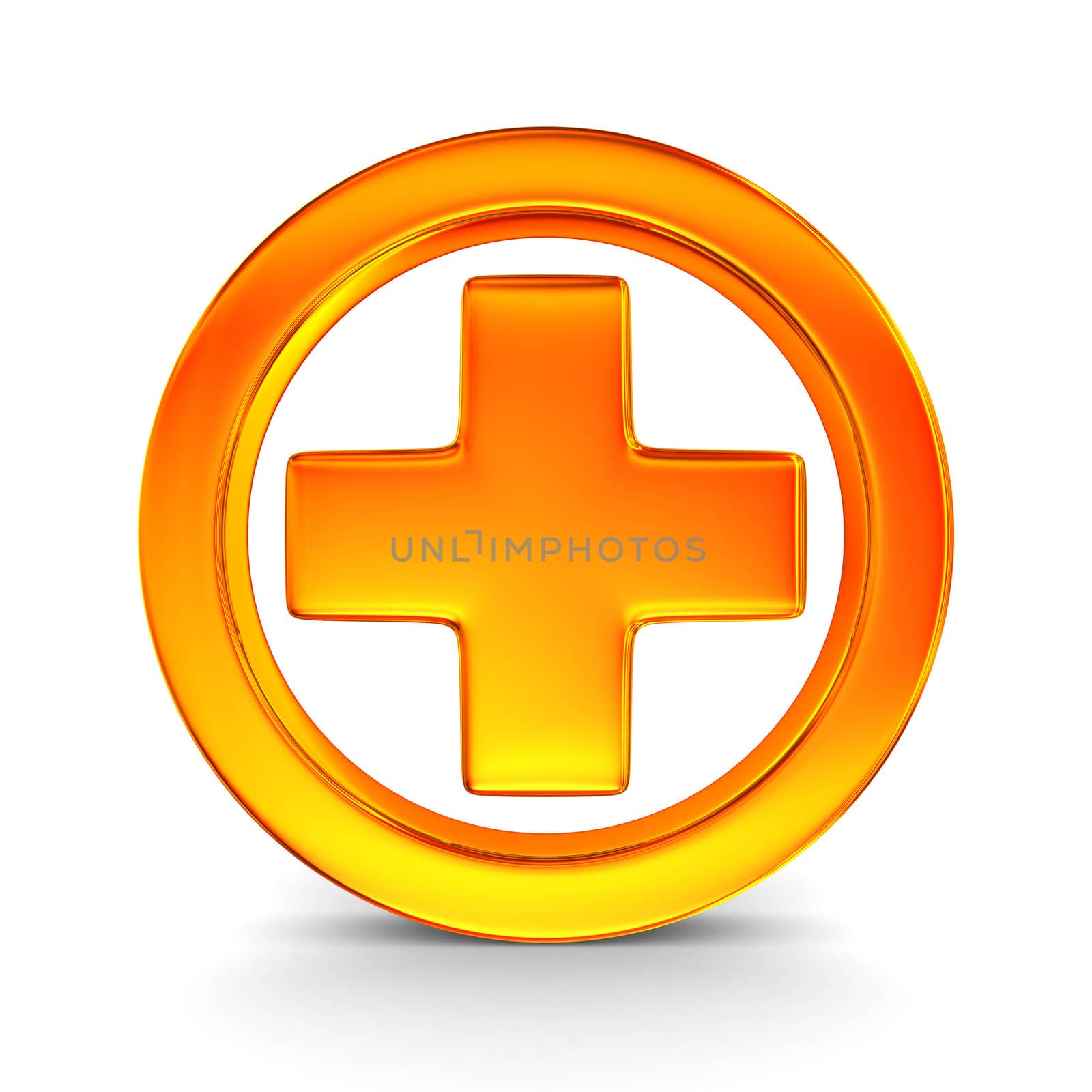 Symbol plus on white background. Isolated 3D image