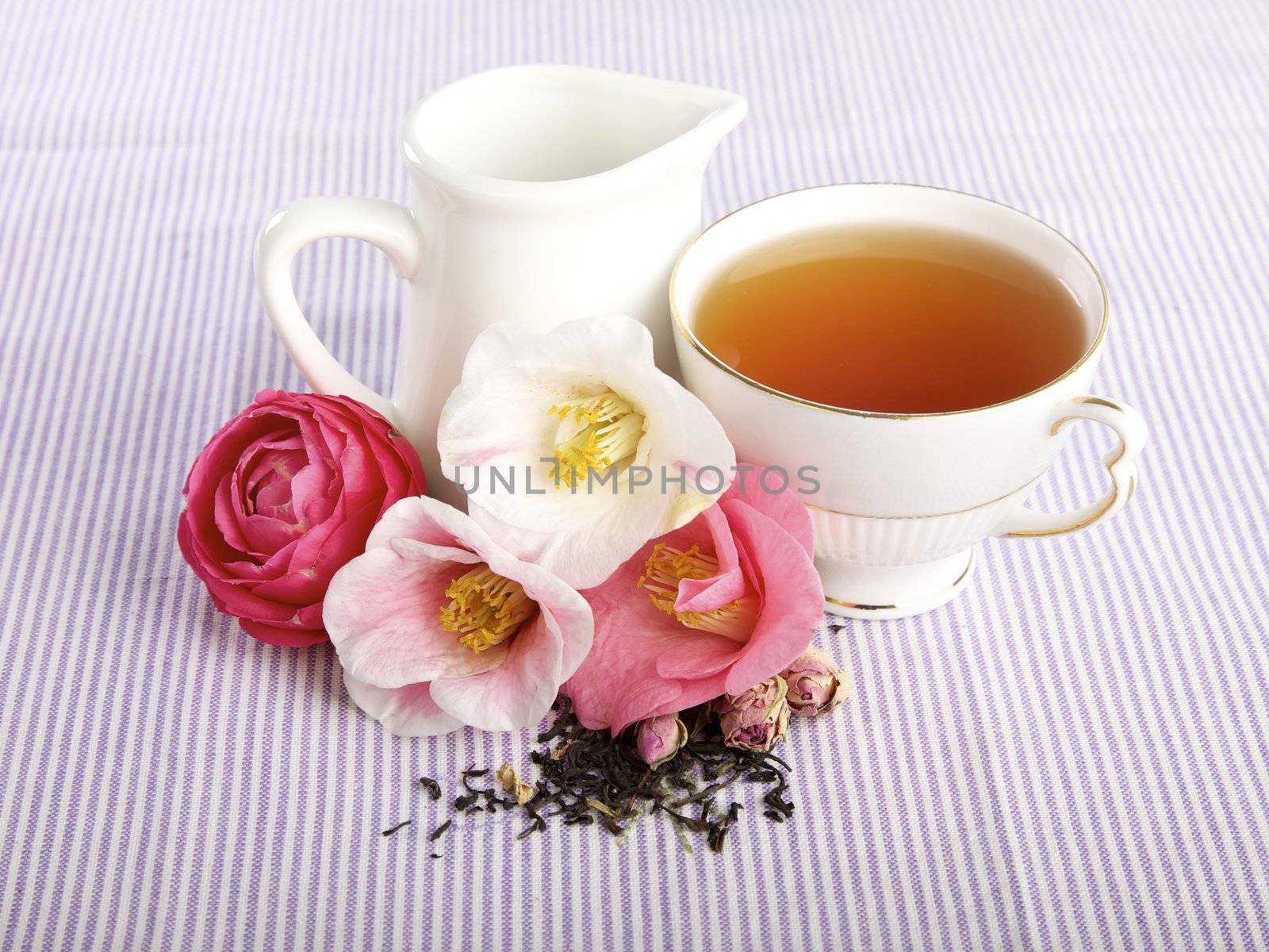 Delicate porcelian cup of tea, Bed and Breakfast display