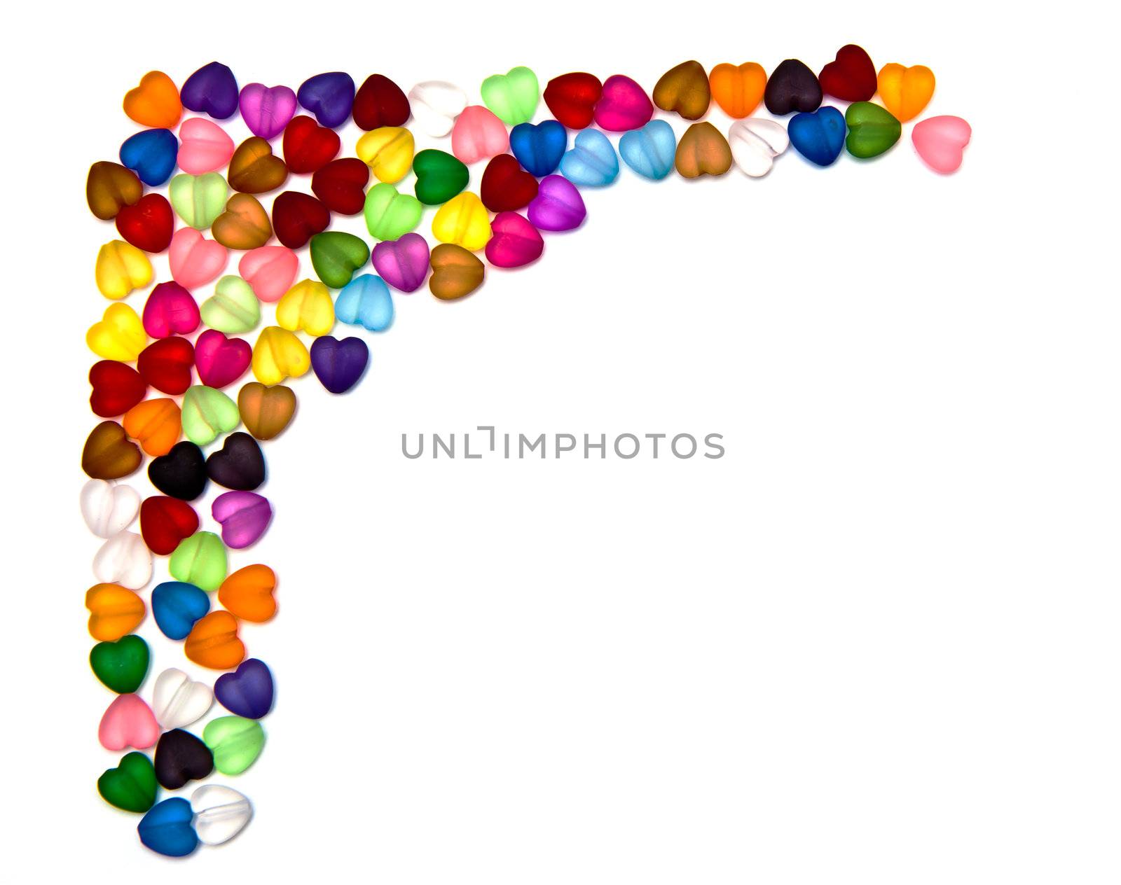 corner of colorful beads isolated on white background