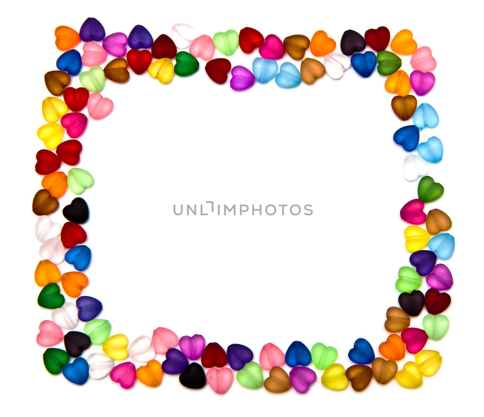 frame of colorful beads isolated on white background