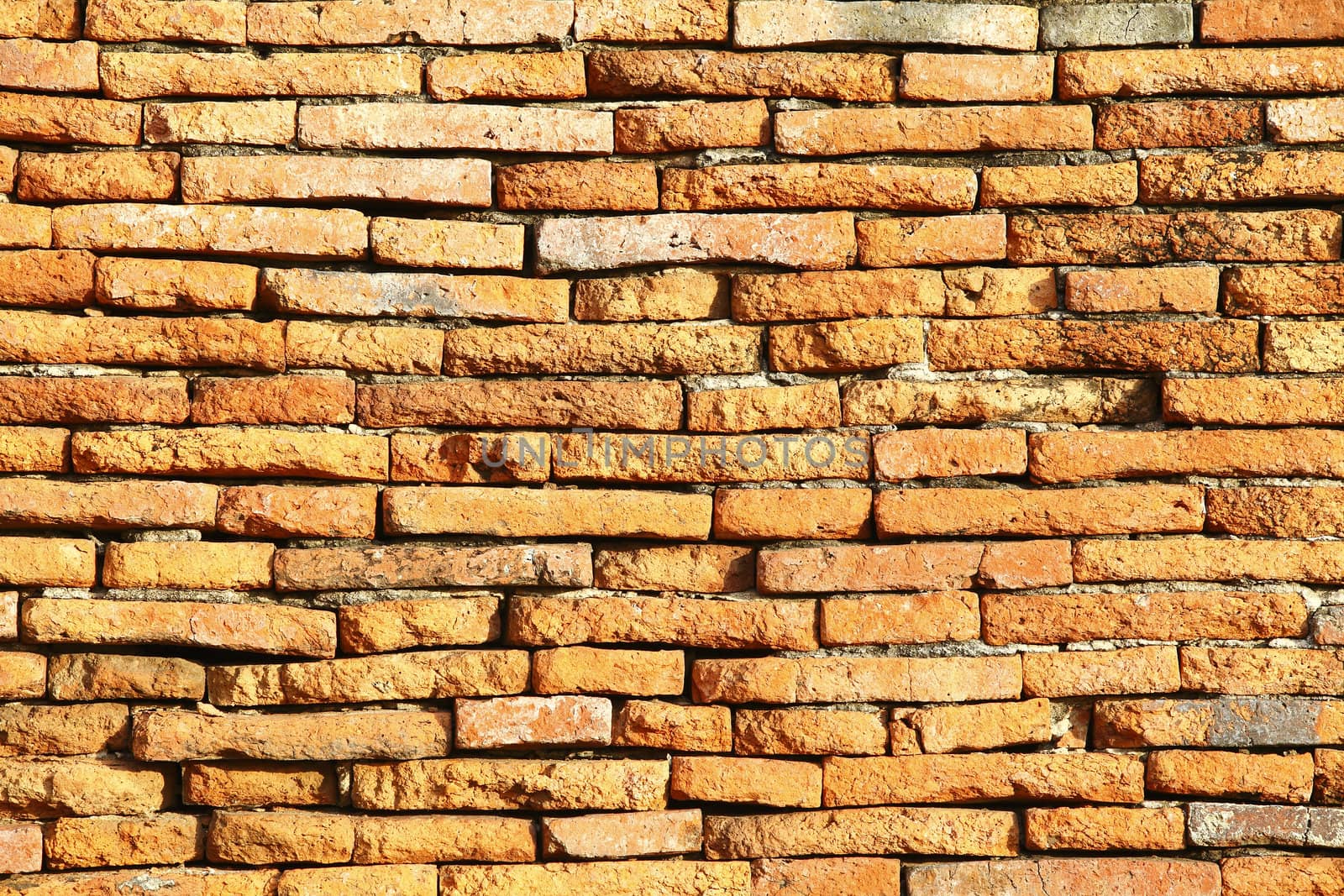 Texture of old brick wall  at Ayudhaya near Bangkok, Thailand.