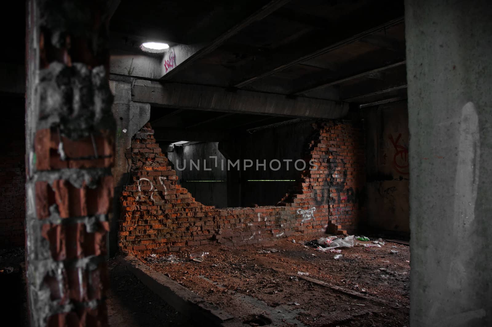 Abandoned building broken wall by dmitryelagin