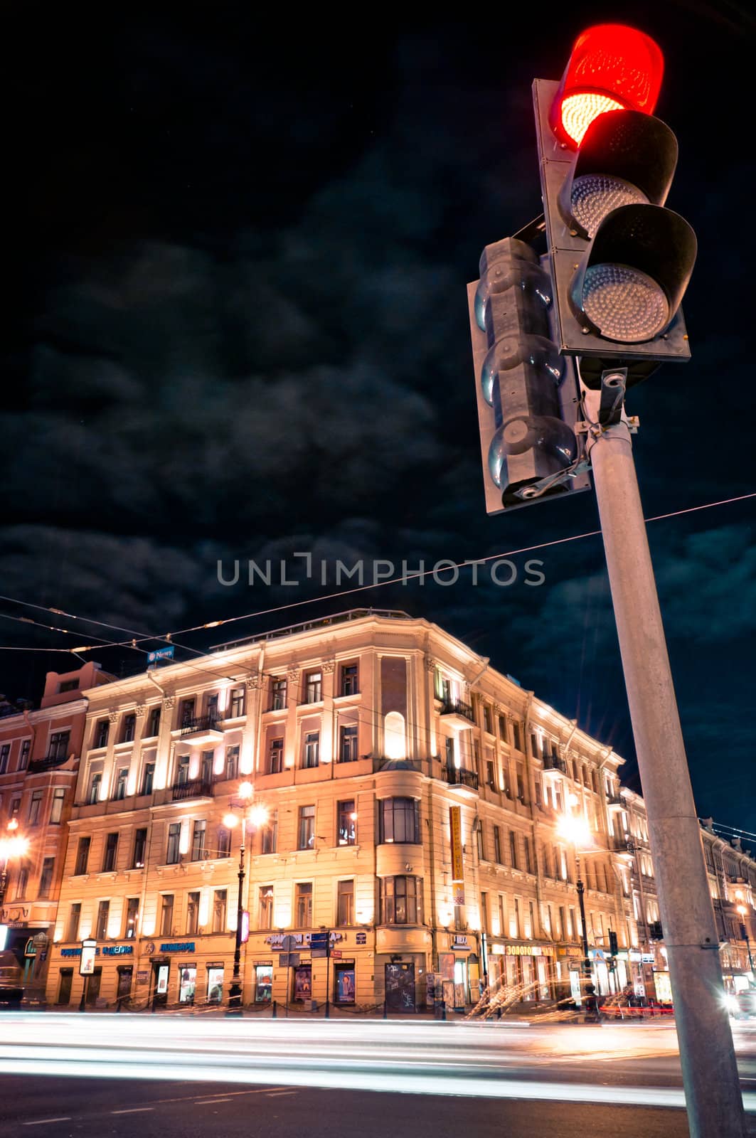 Traffic lights at night by dmitryelagin
