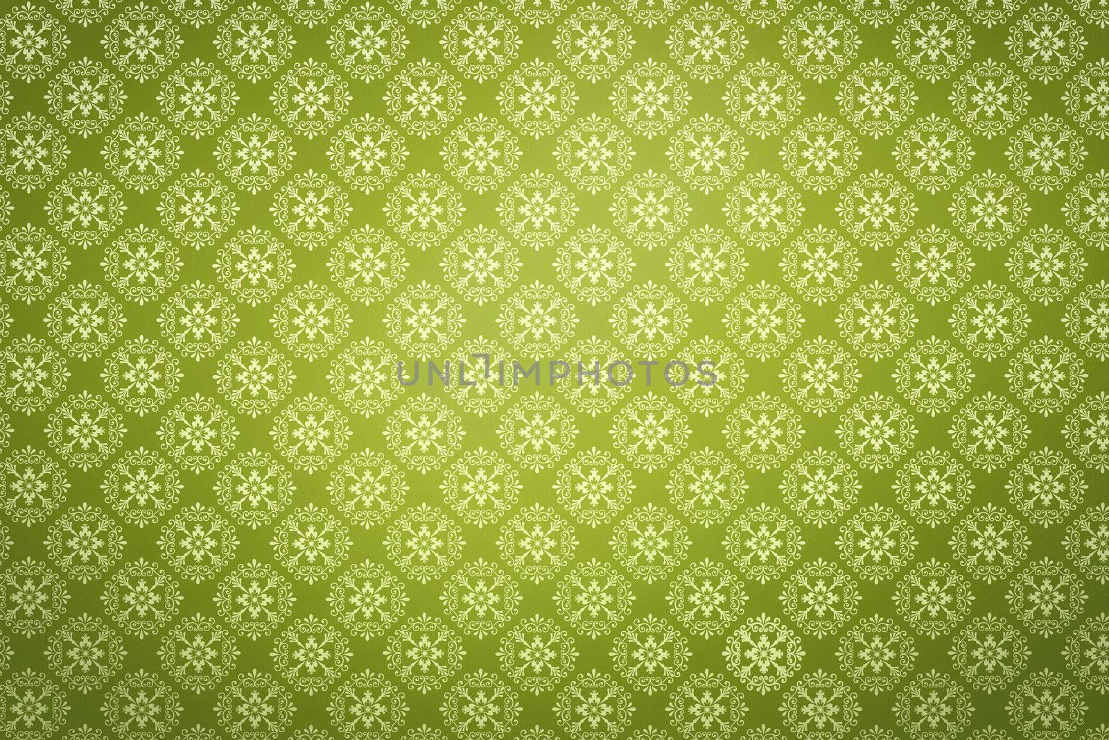 Repeating wallpaper on green background