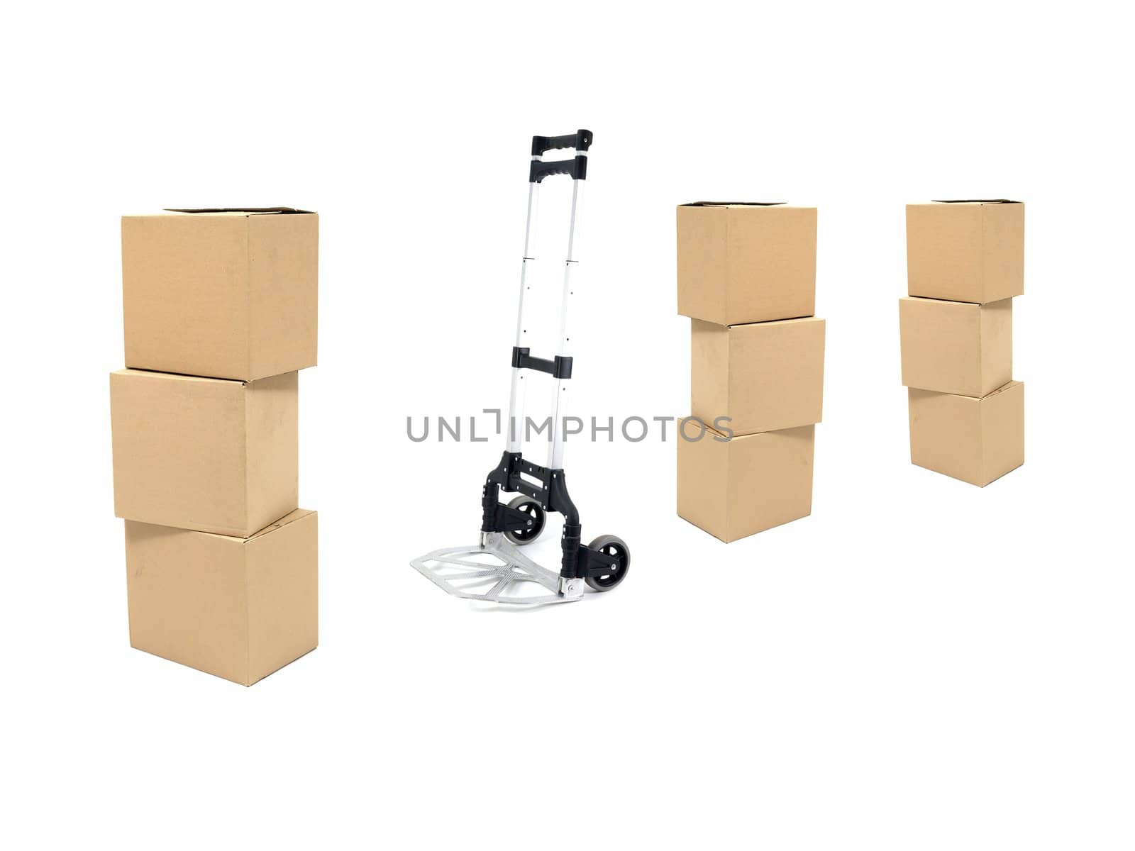 Cardboard boxes isolated against a white background