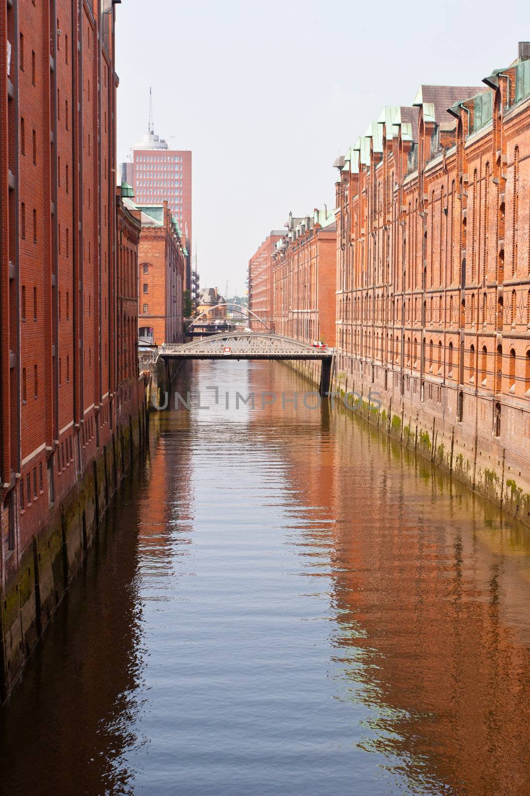 Speicherstadt in Hamburg, Germany is the world's largest timber-pile founded warehouse district of the world.