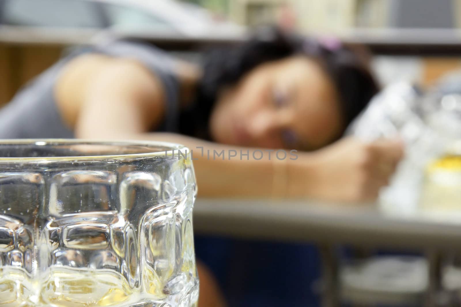 Drunk young woman shallow DOF by Mirage3