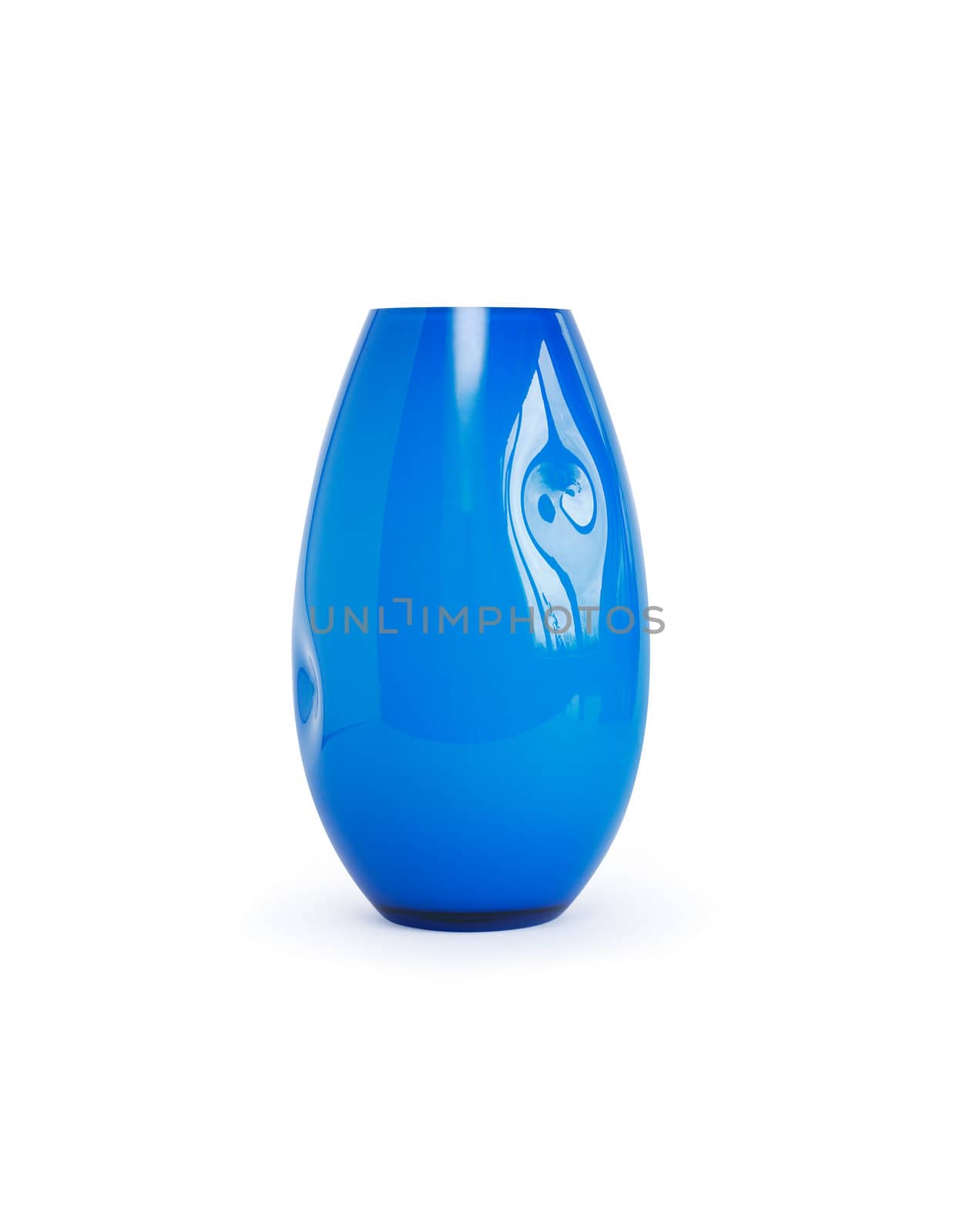 Nice blue glass vase on white background. Isolated with clipping path