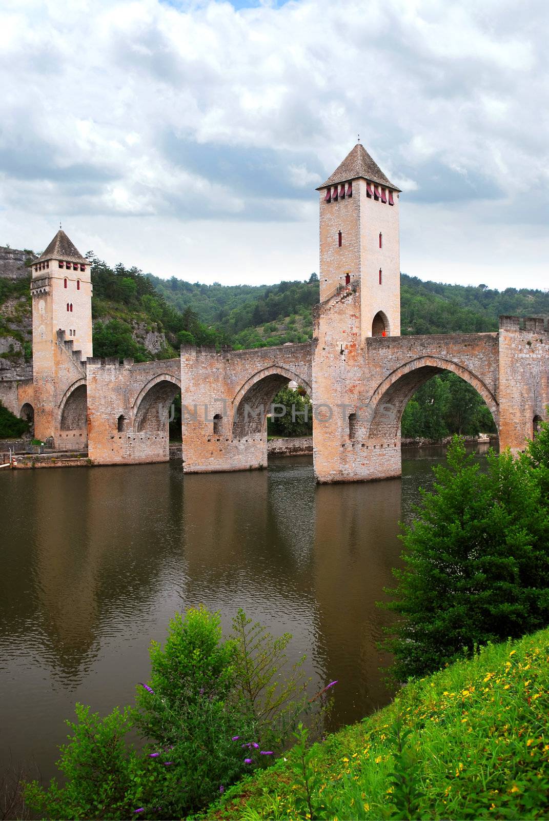 Medieval Valentre bridge in Carhors in southwest France