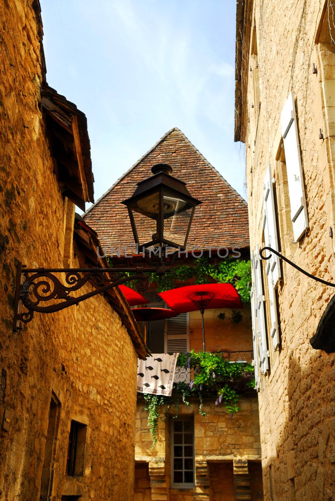 Details of medieval architecture in historical town of Sarlat, France