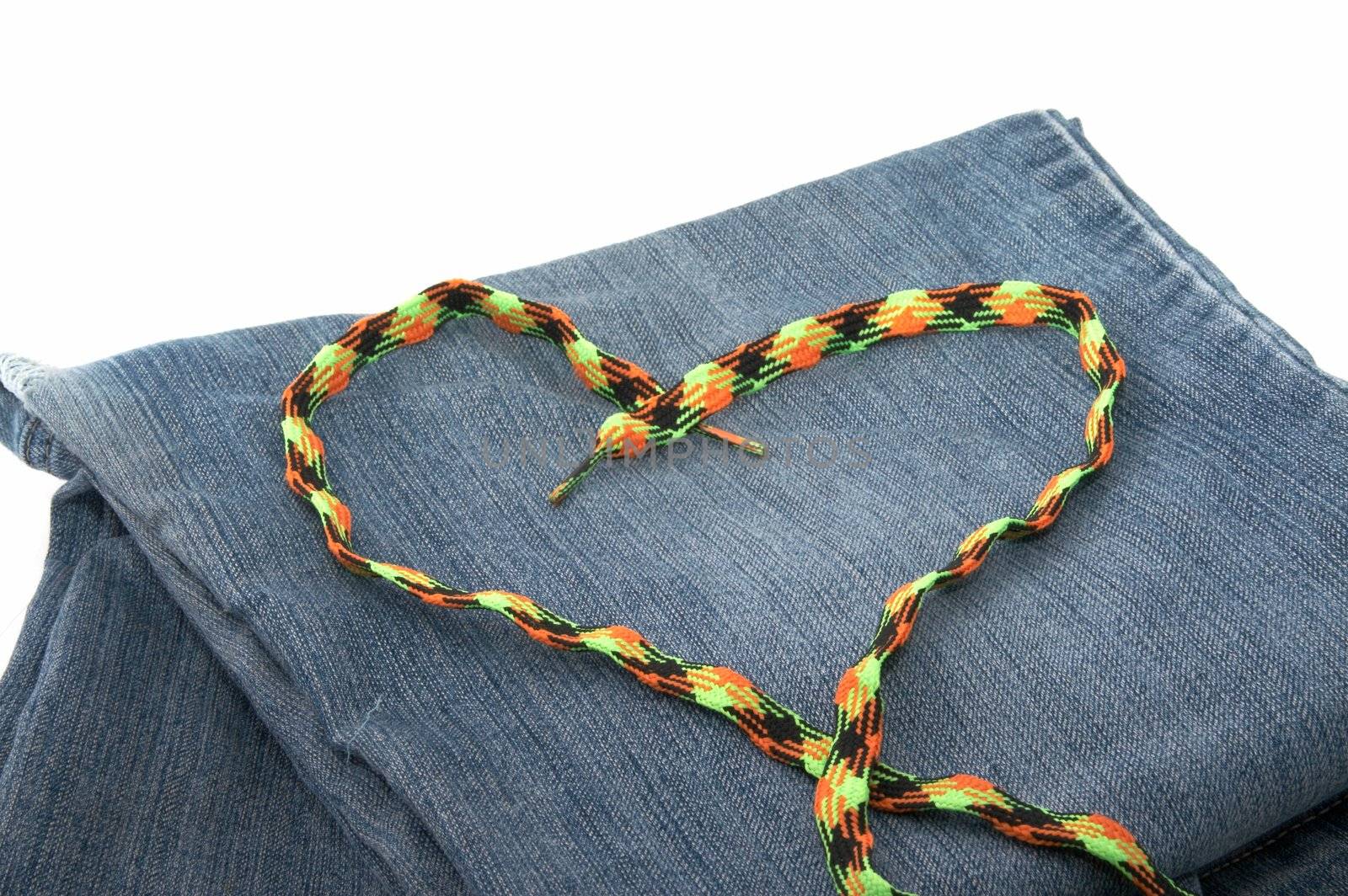 Jeans fabric and bright band