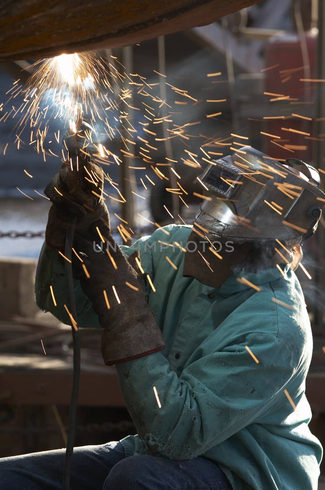 a welder working at shipyard on dayshift