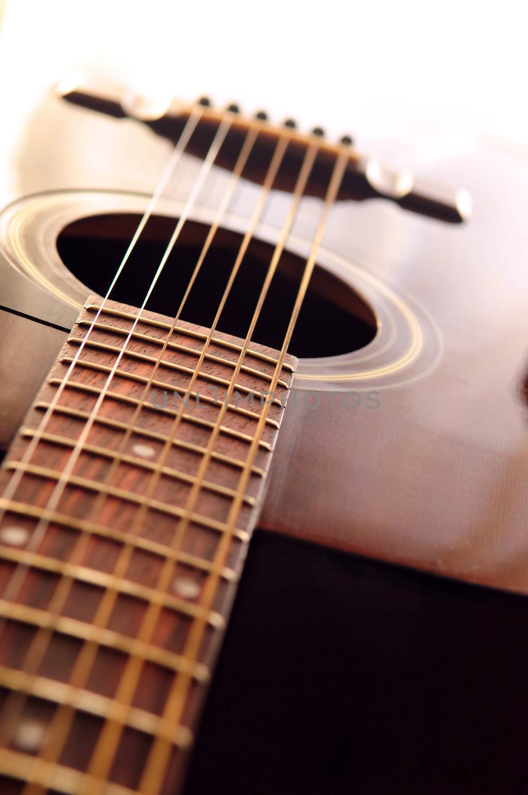 Musical instrument acoustic guitar body close up