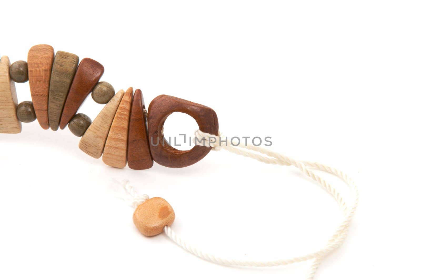 Wooden type-setting belt on a white background