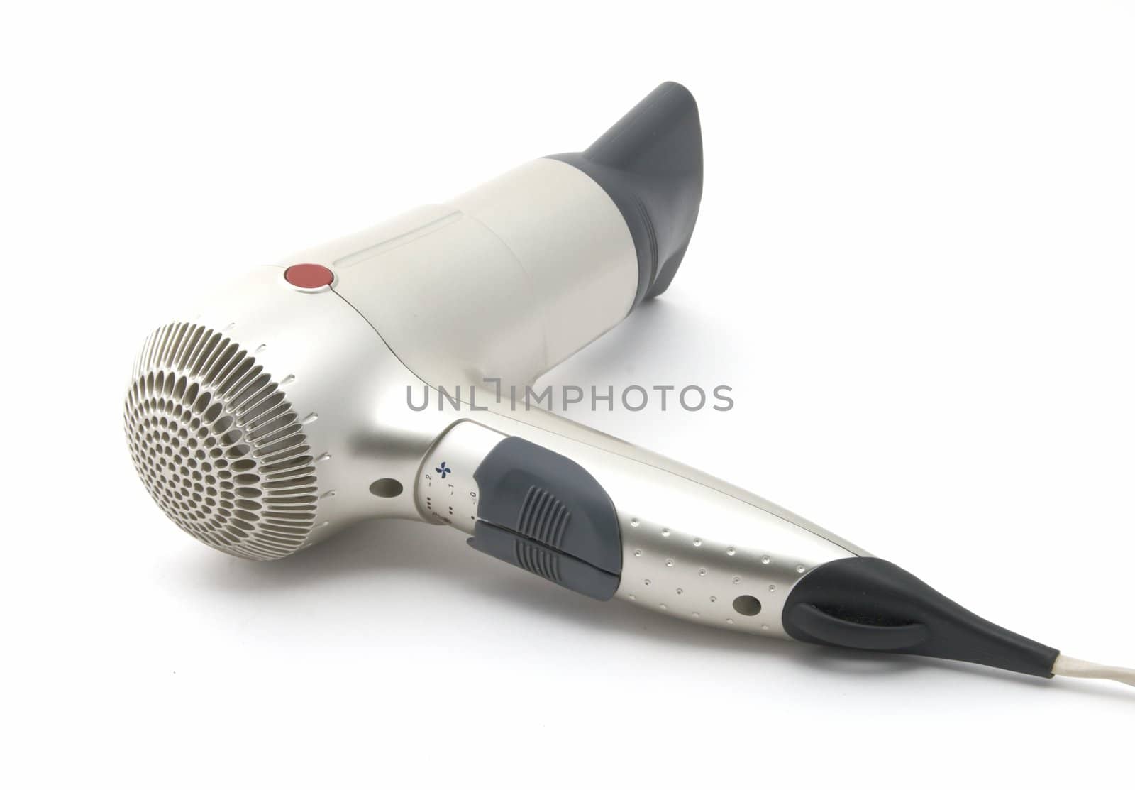 Hair drier for drying hair on a white background