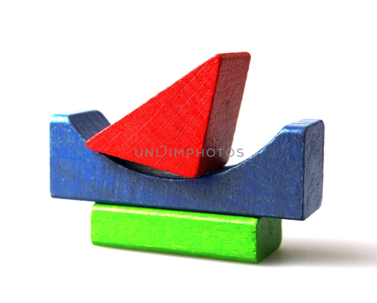 Wooden building blocks isolated on white background