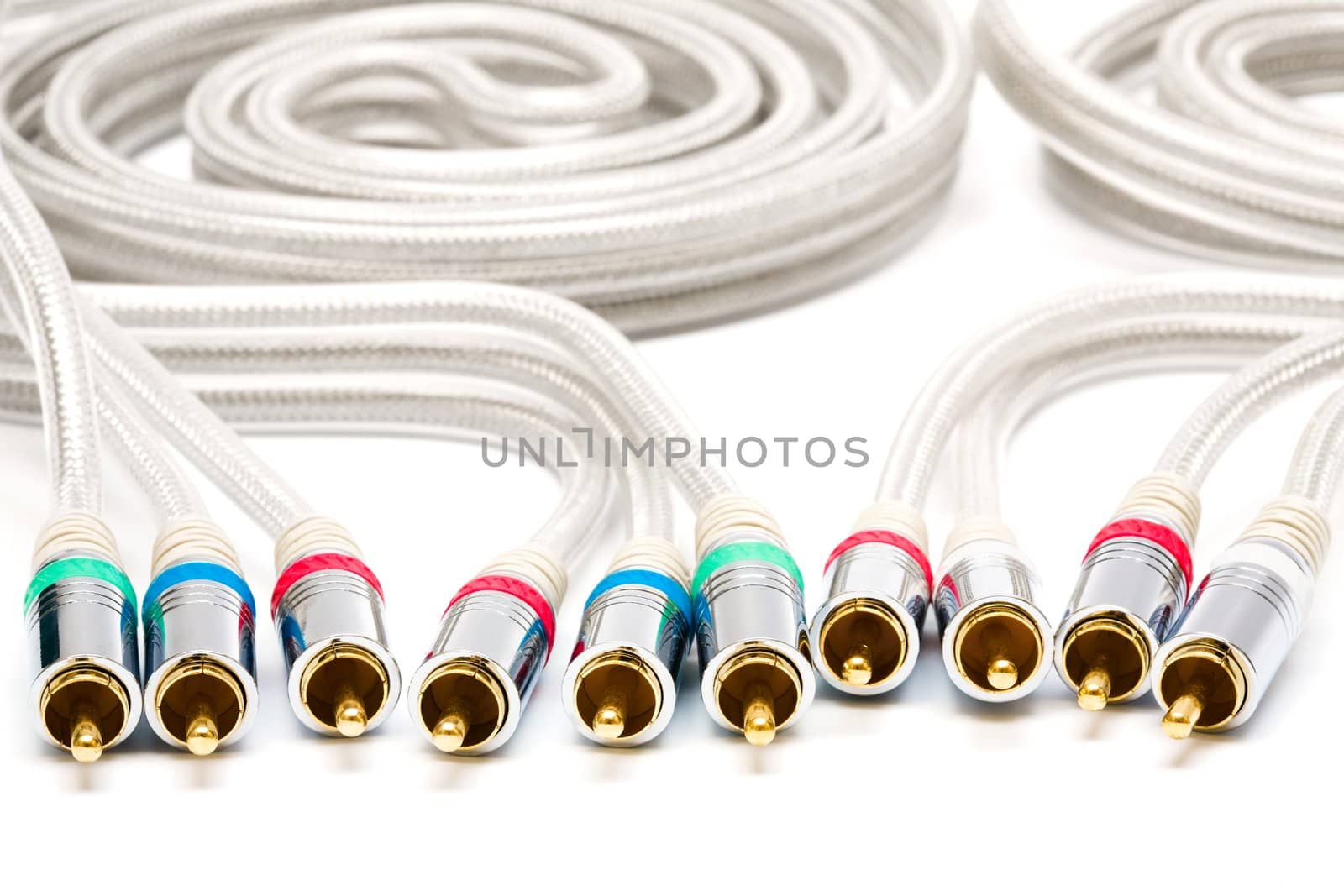 component video and audio cable with a gold covering